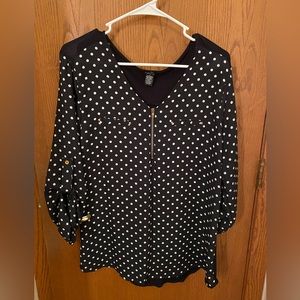 Rue21. Black polka dot blouse. Size medium.